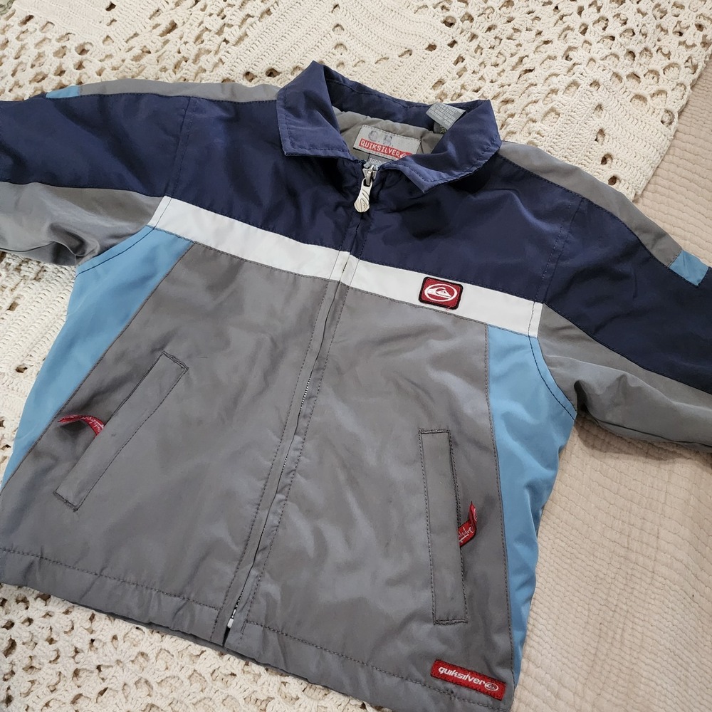 Quiksilver Toddler Boys Gray /Blue  Jacket Full Zip Logo‎ Size 3T Surfer Skaker
